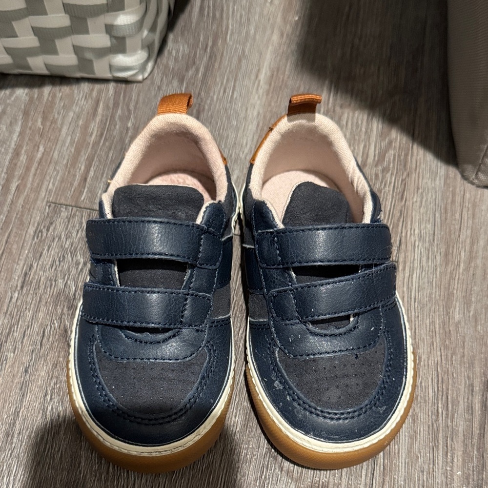 Kids Navy Velcro Sneakers with Gum Sole